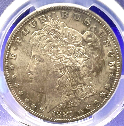 MS64 GRADED  1881 -S PCGS Morgan Silver Dollar Toned Slight Iridescence