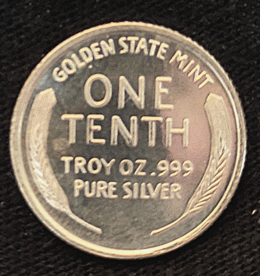 NobleSpirit 1929 1/10 oz .999 SILVER Round Incuse Indian Head OBV Wheat Ears RV