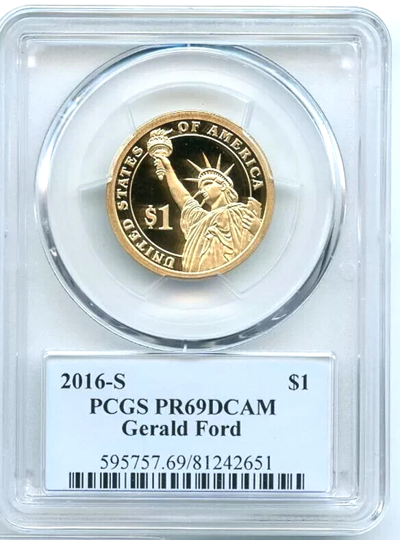 ✅ 2016 S Gerald R. Ford  Presidential Dollar PCGS PR69DCAM Photo Label KEY DATE!