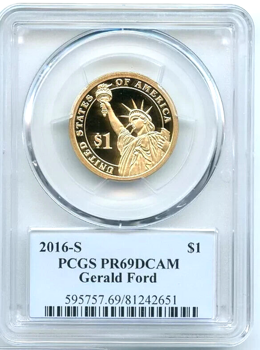 ✅ 2016 S Gerald R. Ford  Presidential Dollar PCGS PR69DCAM Photo Label KEY DATE!