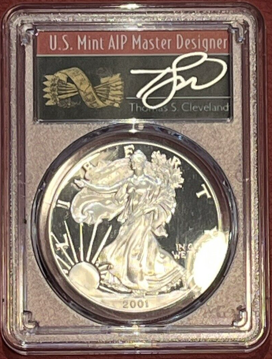 2001-W PROOF American Silver Eagle $1 PCGS PR69 Thomas Cleveland Arrows POP of 8