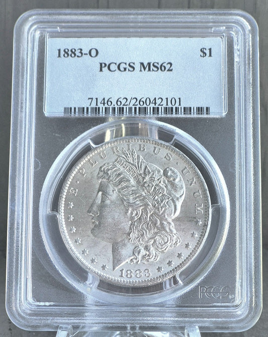 1883 O Morgan Silver Dollar PCGS Grade MS62 Spectacular Blast White Clean Cheeks
