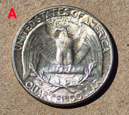 (2)1950P GEM BU Washington End Coins OBW US Treas 90% Silver Quarter TONER ALERT
