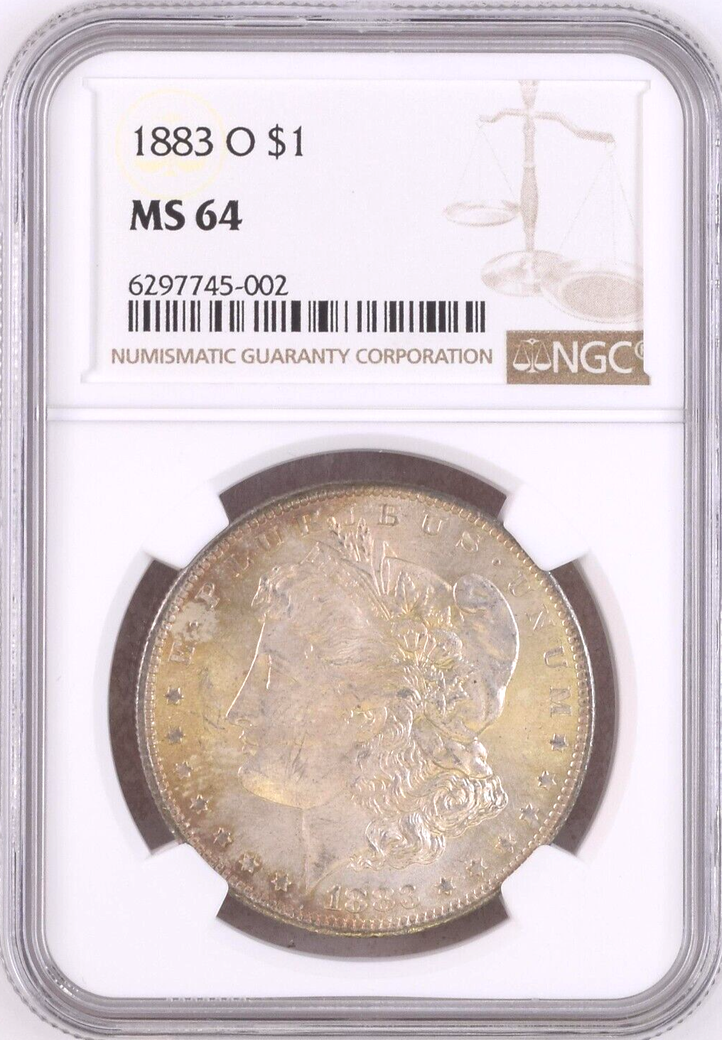 1883-O Morgan Silver Dollar NGC MS64 Gorgeous Rainbow Toning New Orleans Coin $1