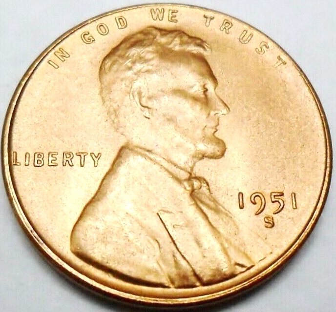 ✅ 1951 S Lincoln Wheat Cent GEM BU 1c BRILLIANT UNCIRCULATED From OBW Roll