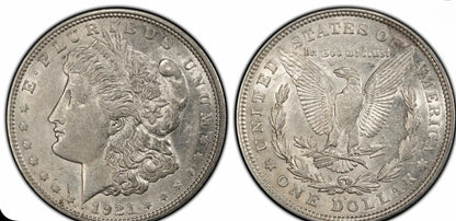 (1) 1921-D Morgan Dollar 90% Silver With AU+ Circulated Features 1$