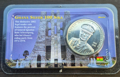 2002 GHANA SILVER 100 SIKA COIN UNCIRCULATED 92.5 % SILVER