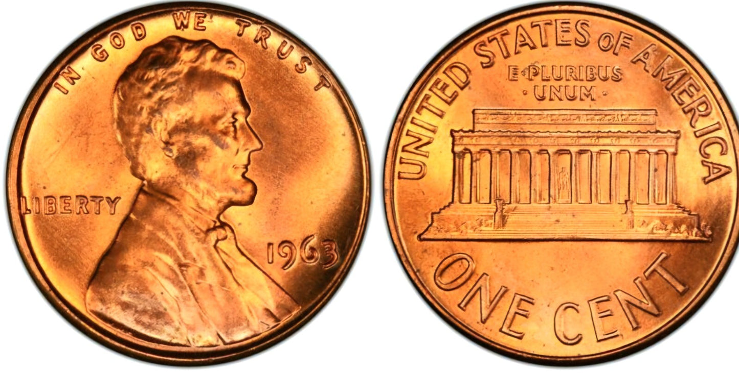 1963 P Lincoln Memorial BU Brilliant Uncirculated 1C From 🔥OBW Bank Roll🔥