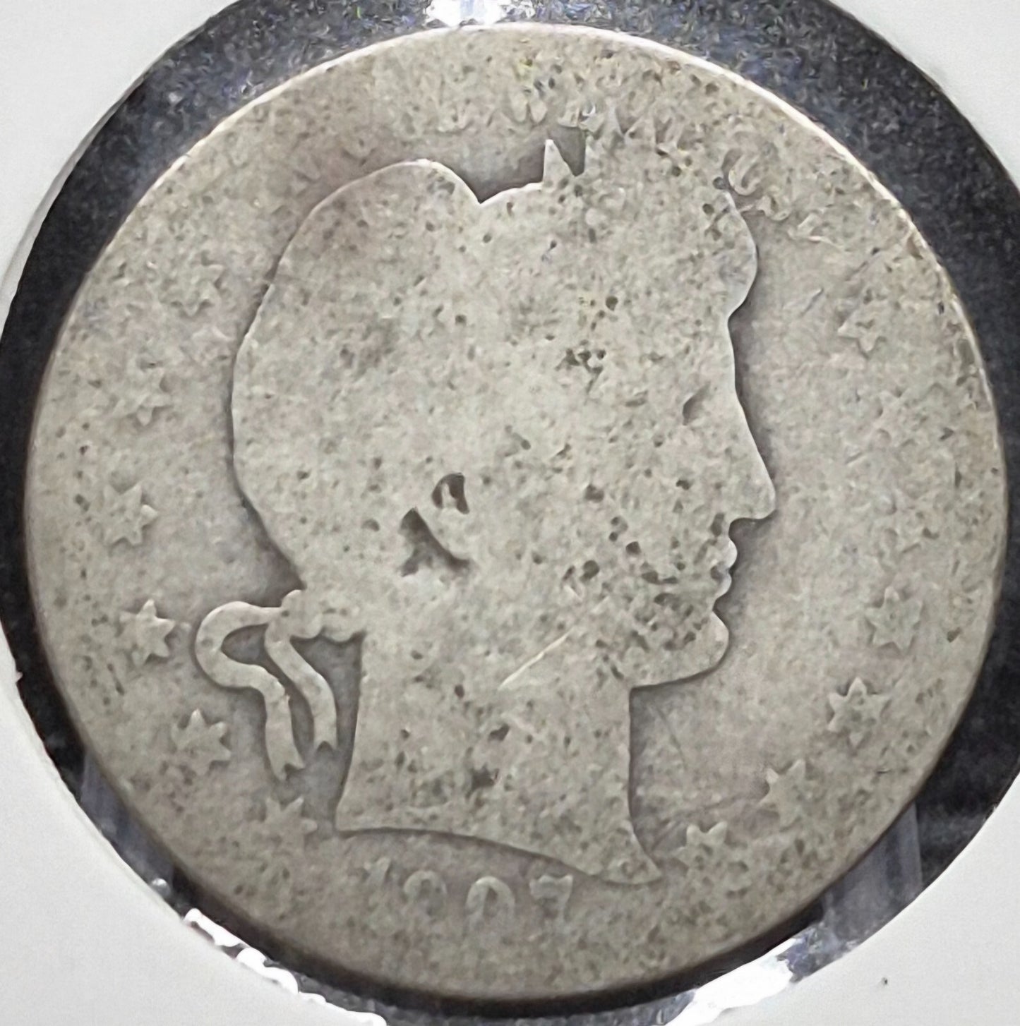 1907 D Barber Silver Quarter 90% SILVER Coin Raw Circulated FR or Less Condition