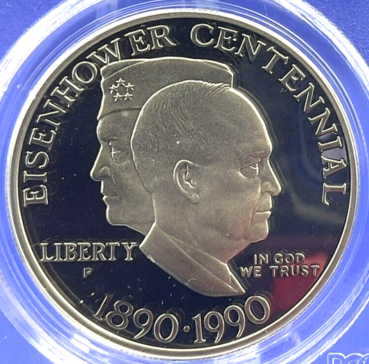 🏆1990-P EISENHOWER Centennial PROOF Silver Dollar Commemorative PCGS PR69DCAM🏆