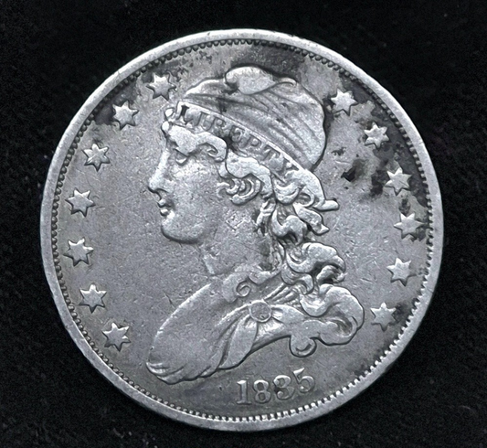 1835 Capped Bust Quarter X Fine 🔥90 % Silver Type Two Motto Removed Circ. Sharp
