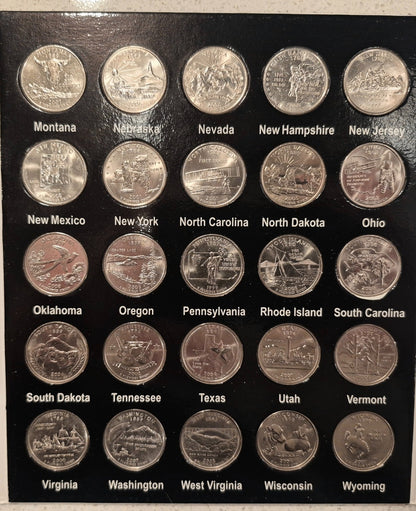 US STATE QUARTER SET P & D MINTS WITH ALBUMS, 1999 THRU 2008. 100 UNC QUARTERS