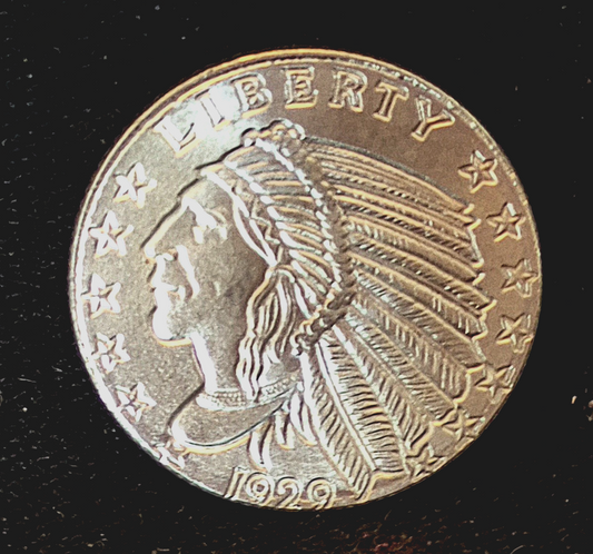 NobleSpirit 1929 1/10 oz .999 SILVER Round Incuse Indian Head OBV Wheat Ears RV