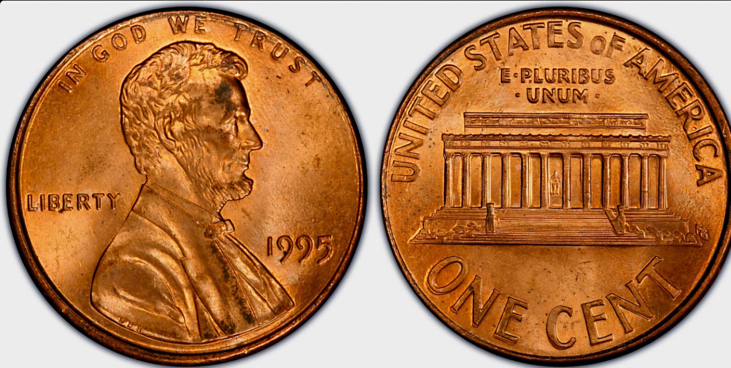 1995 P Lincoln Memorial BU Brilliant Uncirculated 1C From 🔥OBW Bank Roll🔥