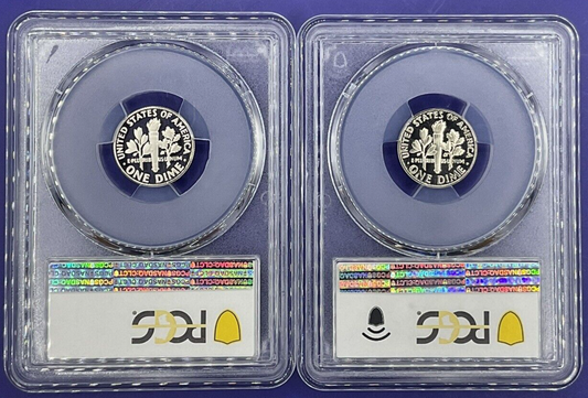 2 COIN SET - 1979-S Roosevelt DIMES 10c PCGS PR70 DCAM Deep Cameo Type 1 & 2