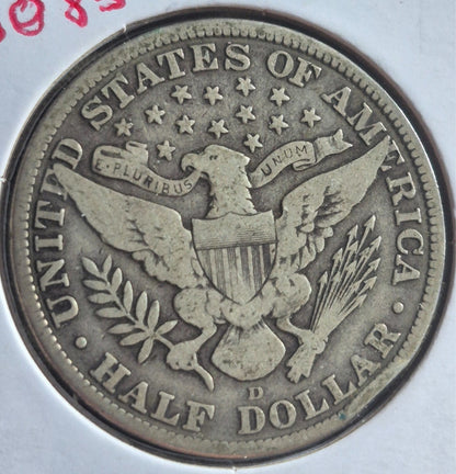 1915 D Barber Half Dollar 90% Silver 50C Circulated Condition Last Year Produced