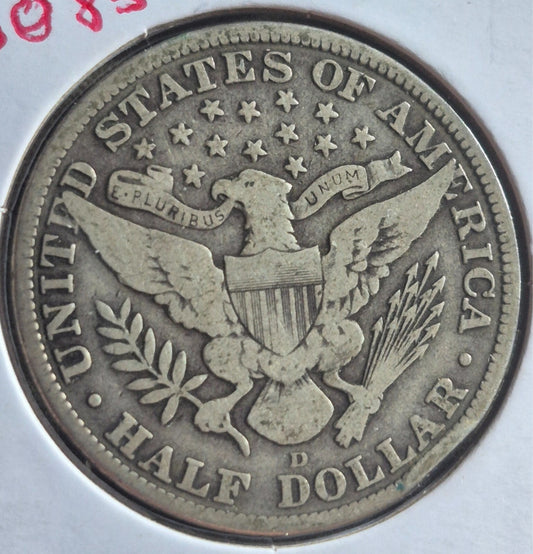 1915 D Barber Half Dollar 90% Silver 50C Circulated Condition Last Year Produced