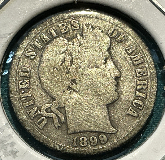 1899-S Barber Dime Scarce  Better Key Date  90% Silver 10c Coin