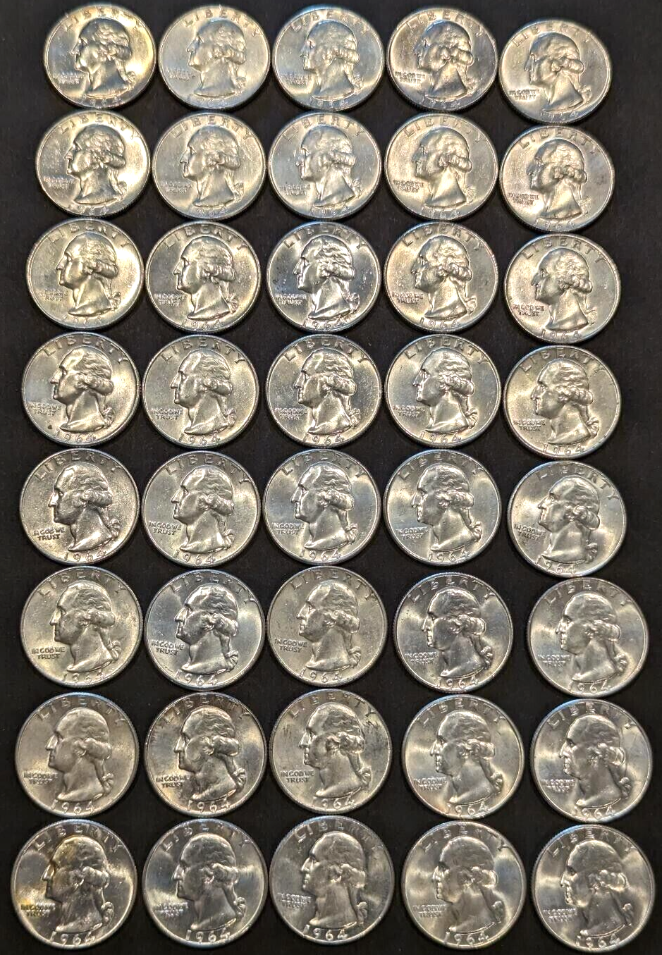 2 COIN SET - 1964 P & D Washington Quarters BU UNCIRCULATED 90% Silver 25c