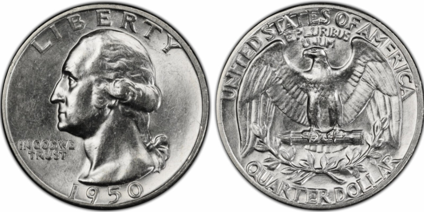 1950-P Washington Quarter BU Uncirculated MS 90% Silver 25c US Coin From OBW