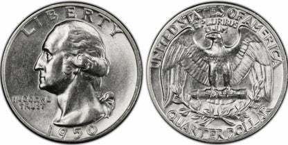 1950-P Washington Quarter BU Uncirculated MS 90% Silver 25c US Coin From OBW