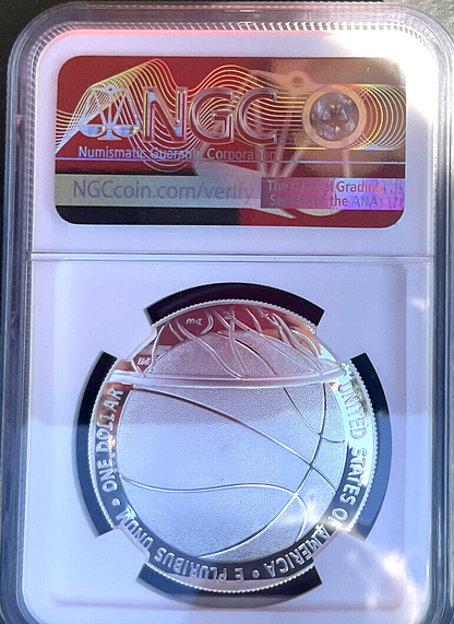 2020-P Proof $1 Basketball Hall of Fame Silver NGC PF70UC FDOI Celebration Label