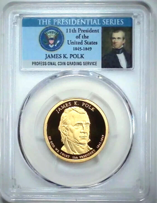 ✅ 2009-S $1 James K. Polk PCGS PR69 DCAM Presidential Dollar Coin Photo Label