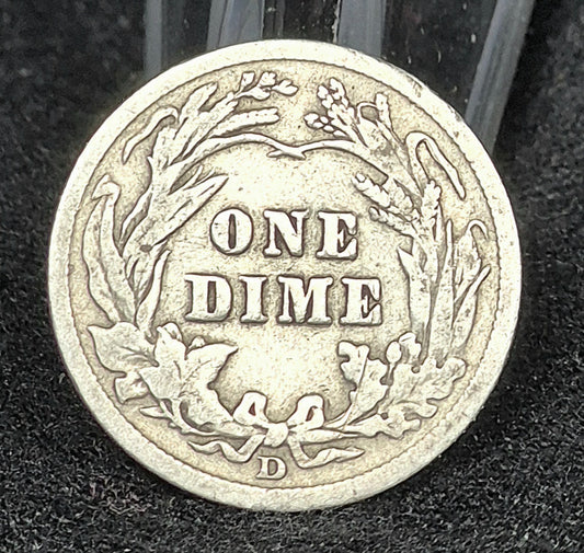 1910 D Barber Dime 🥈90% Silver🥈Very Fine Features Circulated Partial Liberty