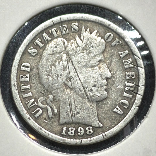 1898 Barber Dime 🥈90% Silver🥈Good Detailed Circulated Condition