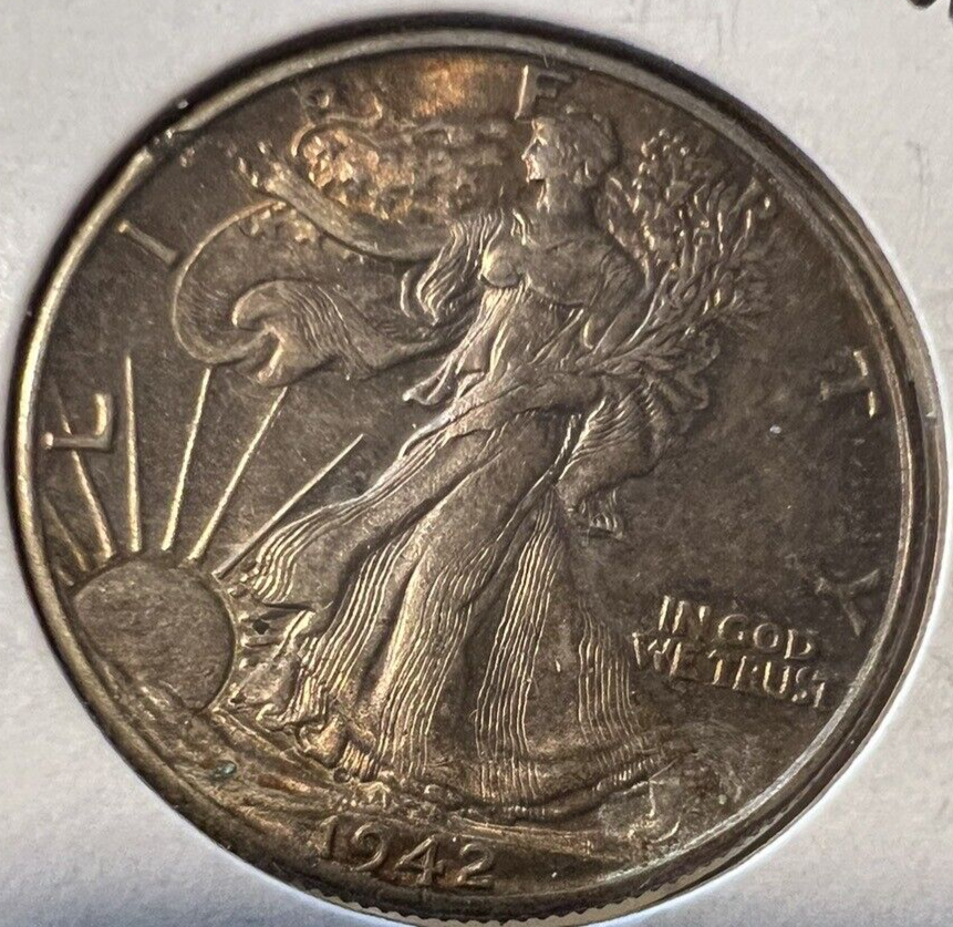 SUPER TONER GEM 1942-P Walking Liberty Half Dollar  Beauty 50c Coin