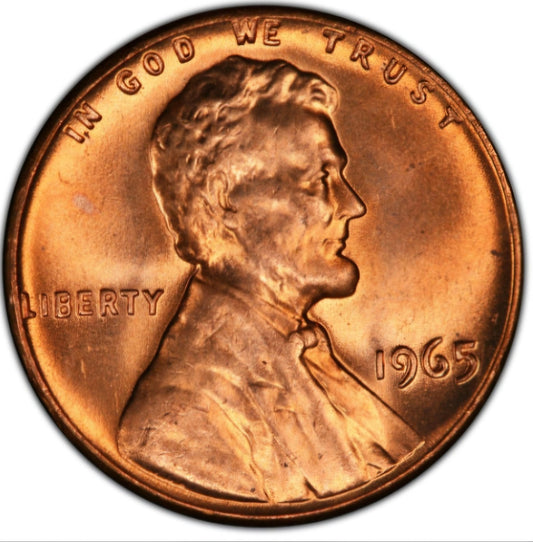 ✅ 1965-P BU Lincoln Memorial UNCIRCULATED Shiny Red From OBW Mint Roll Coins NOS