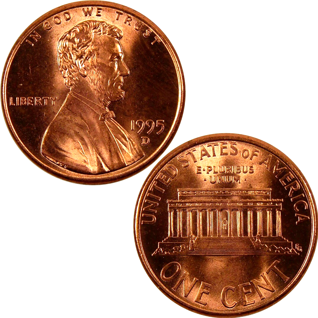 1995 D Lincoln Memorial BU Brilliant Uncirculated 1C From 🔥OBW Bank Roll🔥