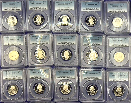 🔥LOT OF 3 - PCGS Graded Washington Quarter PR69DCAM PROOF Coins 🔥