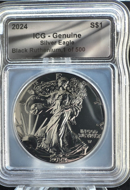2024 ICG American Silver Eagle Black Ruthenium Edition. 1 oz Silver **1 of 500**