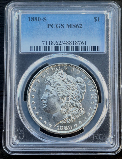 1880 S Morgan Silver Dollar Graded PCGS MS 62 90% Silver PCGS Protective Bag