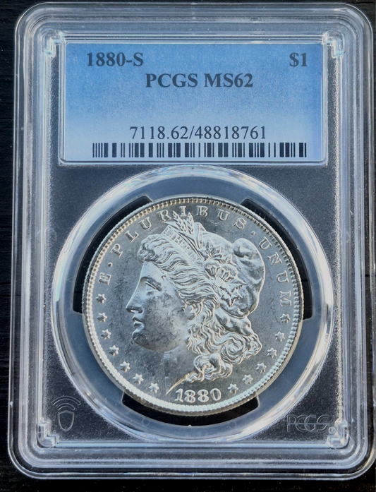 1880 S Morgan Silver Dollar Graded PCGS MS 62 90% Silver PCGS Protective Bag