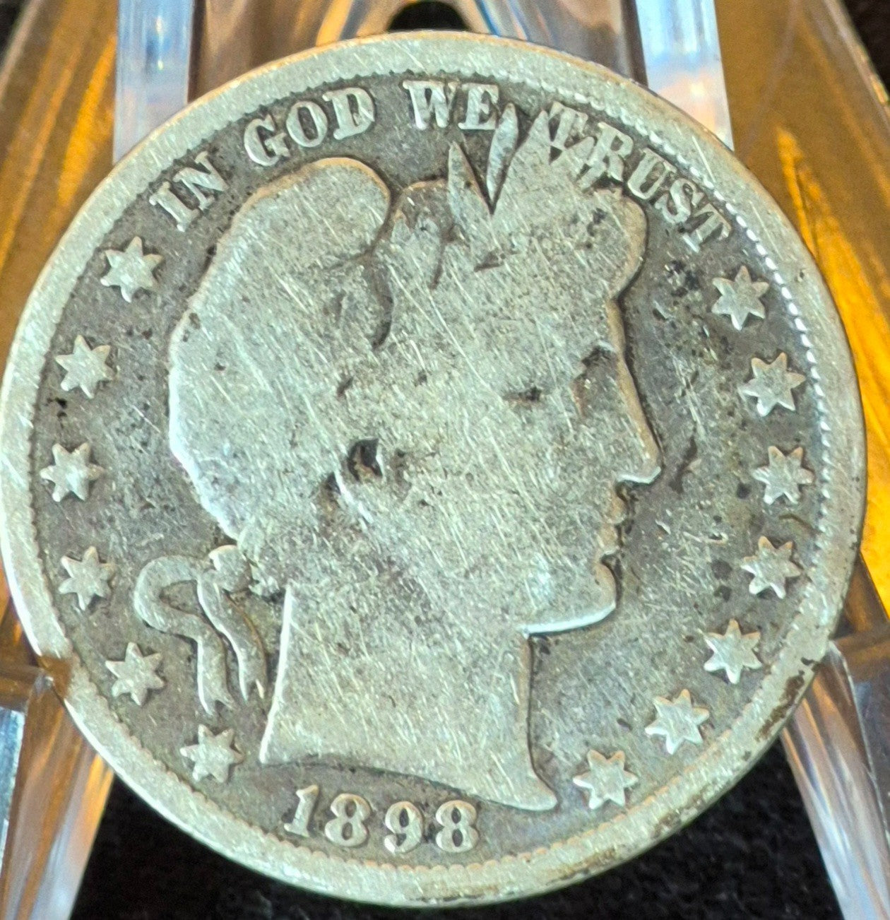 1898 New Orleans Barber Half Dollar 90% Silver 50C Good+ Partial Motto