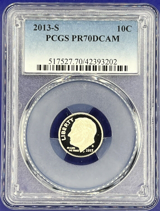 2013 S 10C Roosevelt Dime Proof ✅ PCGS ✅ PR70 DCAM 🔥 Blue Label