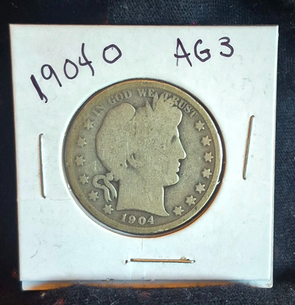 1904 O Barber Half Dollar 90% Silver 50C Circulated Condition May Be AG or Less