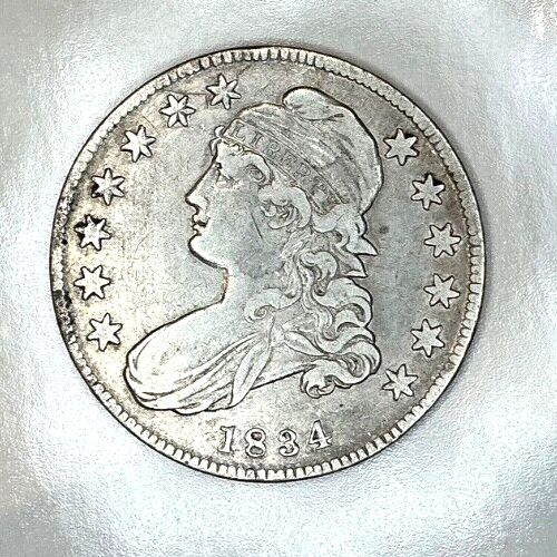 1834 Capped Bust Half Dollar Lettered Edge Small Date Small Letters Sharp  Coin