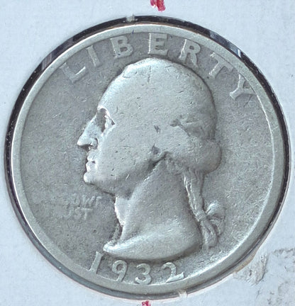 1932-S Washington 22 Degree Die Rotation Key Date 1st Yr 90% Silver Quarter 25C