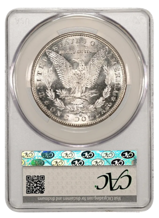 1881-S Morgan Silver Dollar New CAC Holder MS62 Semi-Mirror Appears Under Graded