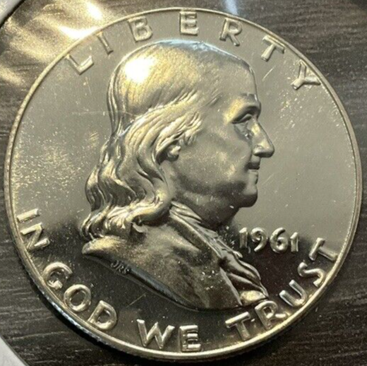 1961 Franklin Half Dollar Proof Cameo 50c Coin Exceptional Shine Bell Lines