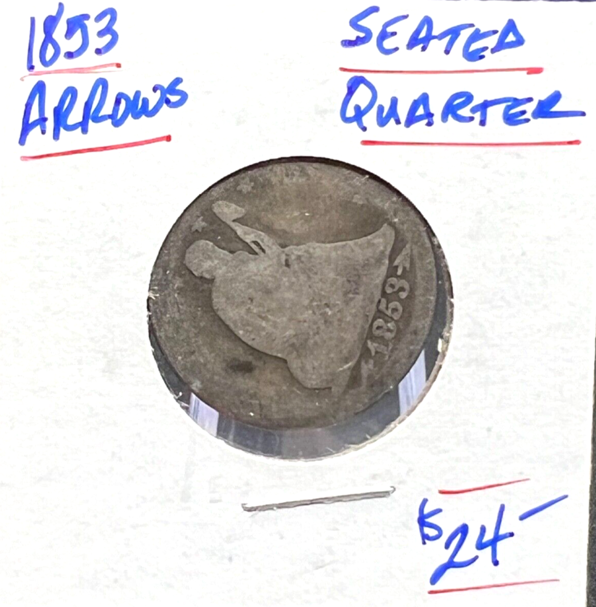 1853-P Seated Liberty 90% Silver Quarter ARROWS ONLY Album Filler 25c Coin