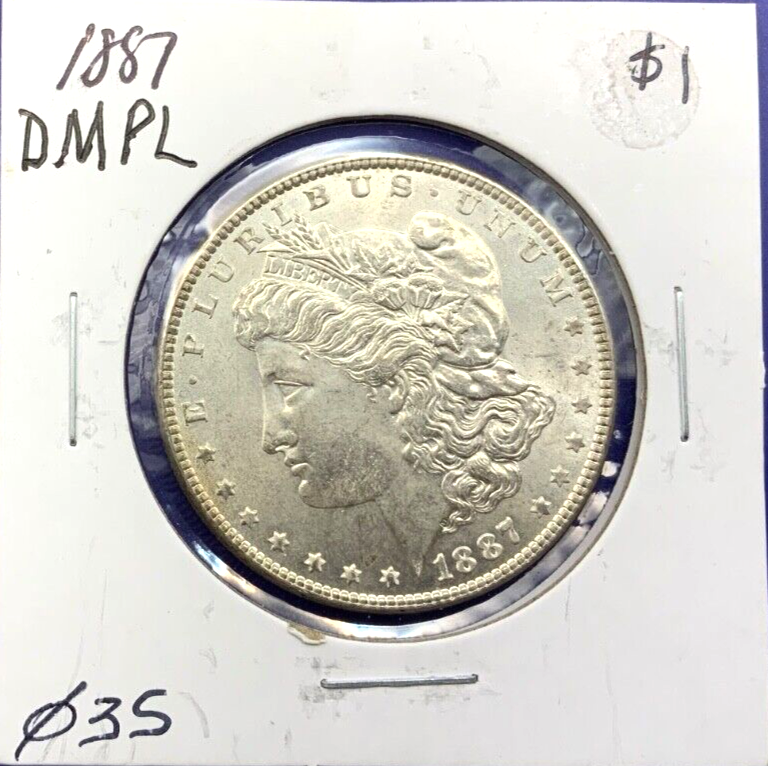 1887 DMPL Morgan 90% Silver Dollar BU Gem Shiny, Bright, Well Struck Coin