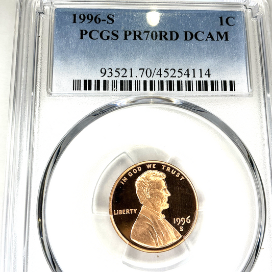 1996-S PCGS PR70RD DCAM Lincoln Memorial Cent Proof 1C BeautifulCoin Red Shine