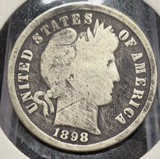 1898 Barber Dime 🥈90% Silver🥈Good Detailed Circulated Condition
