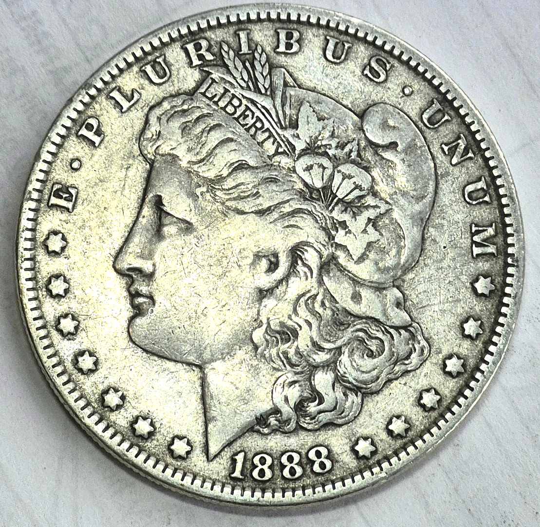 1888-P Morgan 90% Silver Dollar Strong VF-XF Features