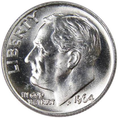 ✅1964 P Roosevelt Dime Last Year of 90% Silver BU From OBW Bank Roll Super Shiny