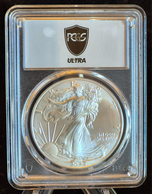 2025 $1 PCGS MS-70 1oz American Silver Eagle Ultra Breaks